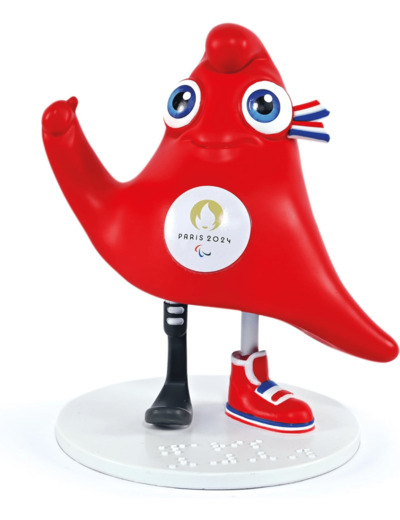 Doudou et Compagnie - Figurine Mascotte Phryge Paralympique - Licence Officielle des Jeux Olympiques et Paralympique de Paris 2024 - 16 cm - Rouge - JO2508 Figurine Paralympique 16 Cm