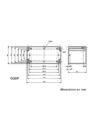 COFFRET ETANCHE EN ABS - GRIS FONCE 160 x 80 x 85mm