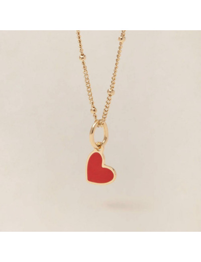 MEDAILLE MANON PETIT COEUR ROUGE - dorée à l'or fin 24 carats - 7mm - EMOI EMOI