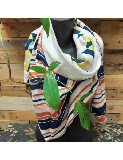 Foulard XL - BOSTON N°106 - Viscose/Coton - MARIE-LOUISE CREATIONS - Sur le trottoir d'en face