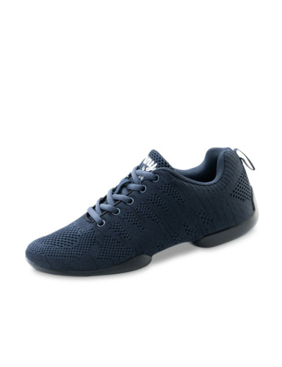 4030-Bold - Baskets pour homme bi-semelle en tricot mesh bleu et noir - Anna Kern