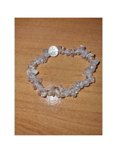 Bracelet perles chips cristal de roche, fait main