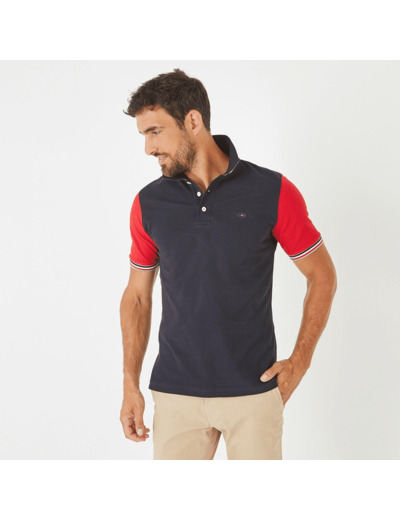 Polo bicolore FFR Eden Park marine et rouge