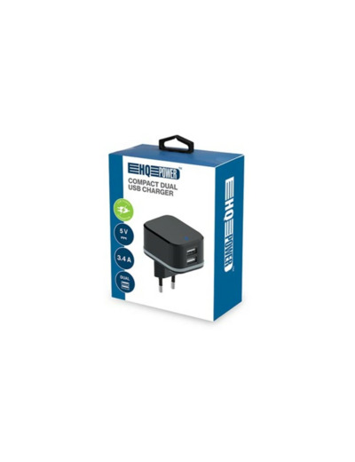 Chargeur compact avec 2 ports USB 5V 2.4A+1A 3.4A max