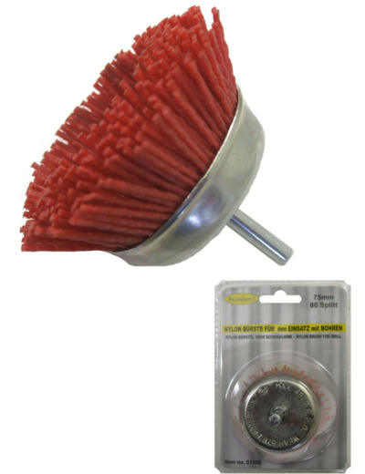 01556 - Brosse nylon 75 mm - Tige 6 mm