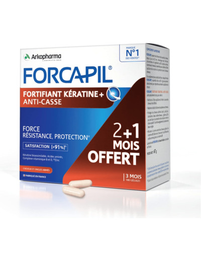 Arkopharma Forcapil Fortifiant Kératine+ Programme 3 mois 120 + 60 Gélules