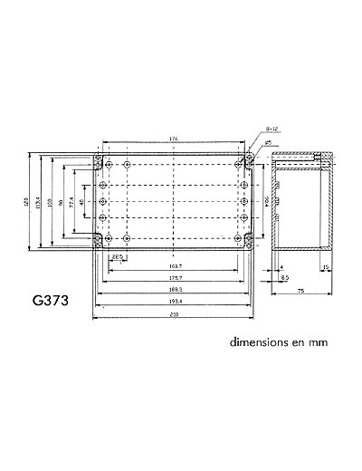 COFFRET ETANCHE EN ABS - GRIS FONCE 200 x 120 x 75mm
