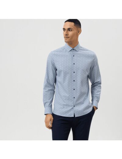 Chemise à motifs OLYMP ajustée bleue en coton stretch