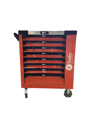 Servante d'atelier orange 8 tiroirs