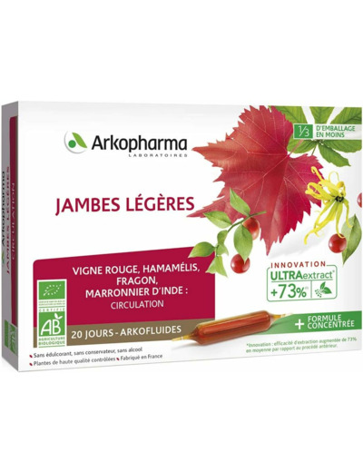 Arkopharma Jambes Légères Bio Marronnier d'Inde Hamamélis 20 x 10 ml