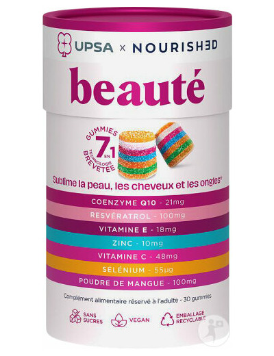 Beauté, sublime la peau, les ongles et les cheveux, sans sucres, 30 gummies