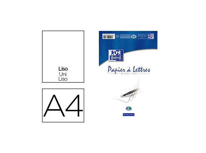 Bloc correspondance OXFORD papier vélin sup 80g/m2 a4  A4 uni buvard et guide ligne 50 feuilles