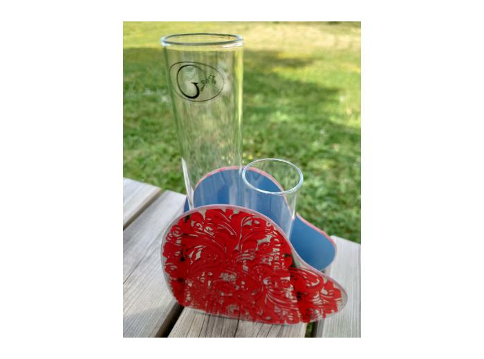 Vase soliflore cœur rouge 2 tubes - Zen Deco