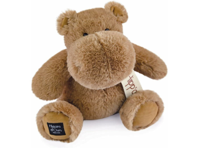 Histoire d'Ours - Peluche Hippopotame - Hippo - Chocolat chaud - 25 Cm - Peluche Douce et Mignonne pour les Calins - Idée Cadeau de Naissance et Anniversaire pour Fille et Garçon -