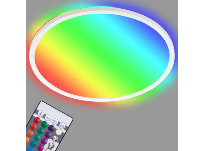 BRILONER Leuchten – Panneau de LED, plafonnier réglable, lampe de plafond, RGB, réglage des couleurs, rétroéclairage, inclut une télécommande, 15 Watt, 1.850 Lumen, 4.000 Kelvin, Blanc, Ø 29,3 cm