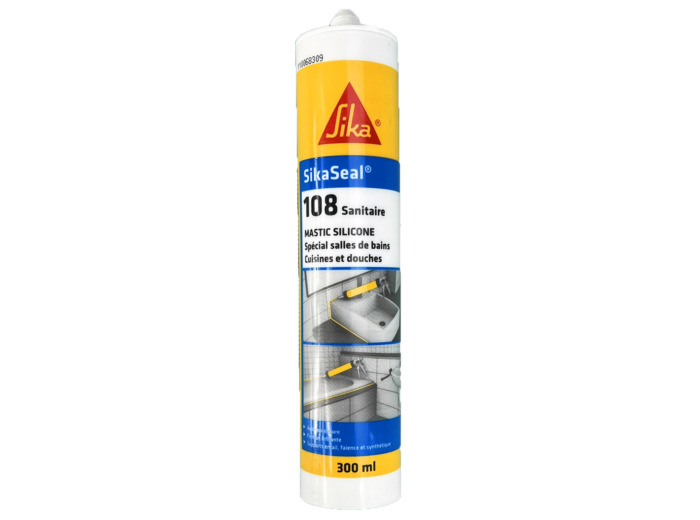 SikaSeal 108 - Sanitaire Mastic silicone spécial salles de bain cuisine et douches