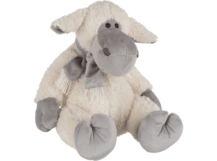 J-Line Mouton + Echarpe Peluche Ecru/Gris Large