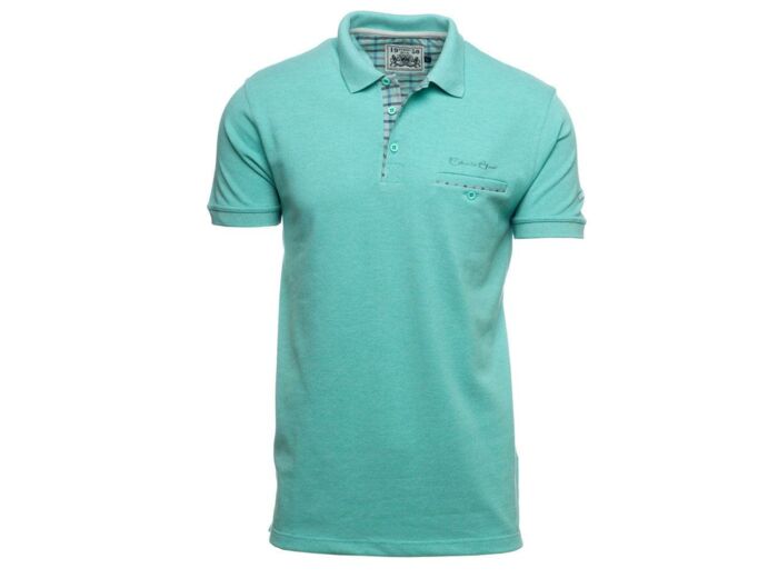 Polo poche poitrine Ethnic Blue vert chiné