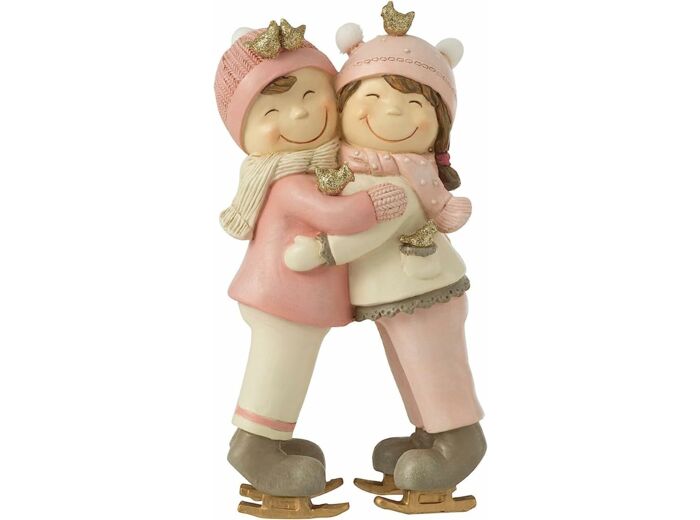 J-Line Couple Calin Oiseaux Resin Rose/Or