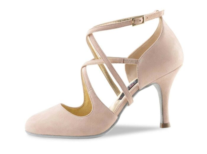 Valeria LS Nueva Epoca - Chaussures de danse daim brillant beige