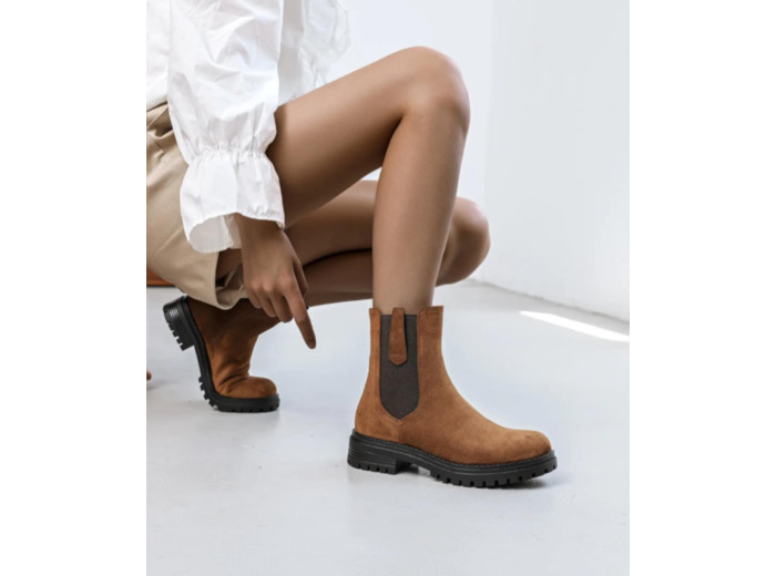 Bottines en suédine Camel