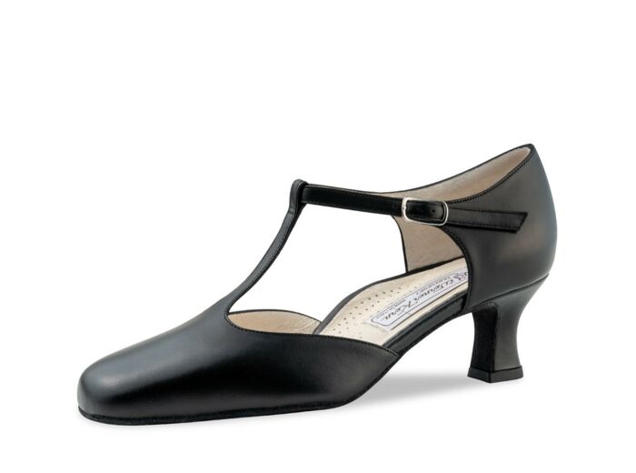 Celine - Chaussures de danse fermées en cuir noir et brides T - Werner Kern