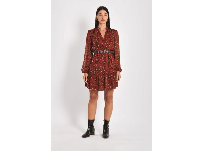 ROBE COURTE LEOPARD MINA MULTI BORDEAUX