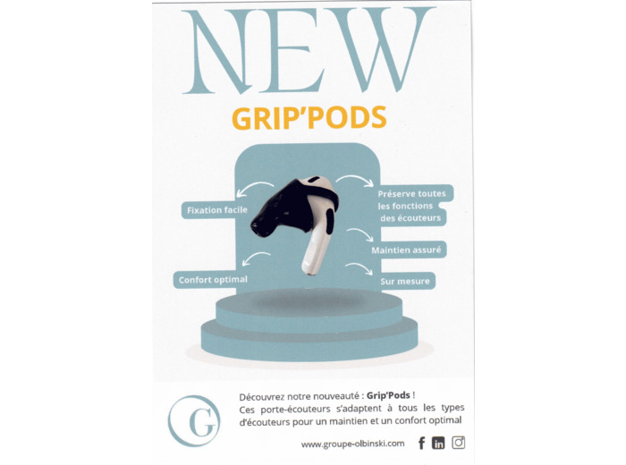 GRIP'PODS EMBOUT SUR MESURE POUR ECOUTEURS