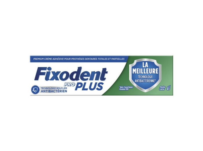 Fixodent pro plus, premium crème adhésive pour prothèses dentaires totales et partielles, parfum menthe fraîche