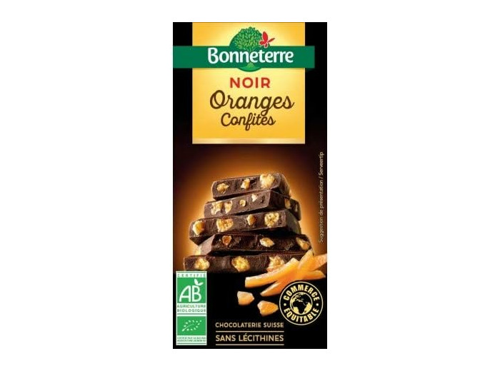 BONNETERRE Chocolat Noir aux Oranges Confites 100G Bio