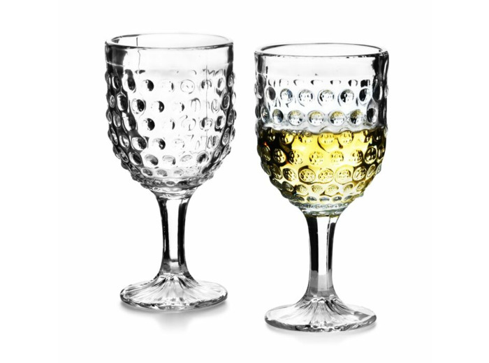 Service de 6 verres à vin baroques Collection "pois"