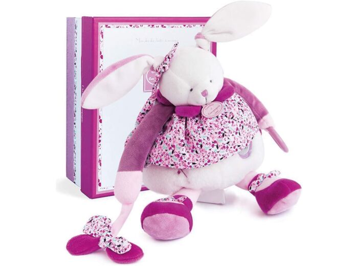 Doudou et Compagnie- Peluche Lapin Rose - Peluche d'Eveil Bébé