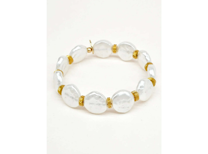 Bichou perles dorées et nacrées rondes et plates