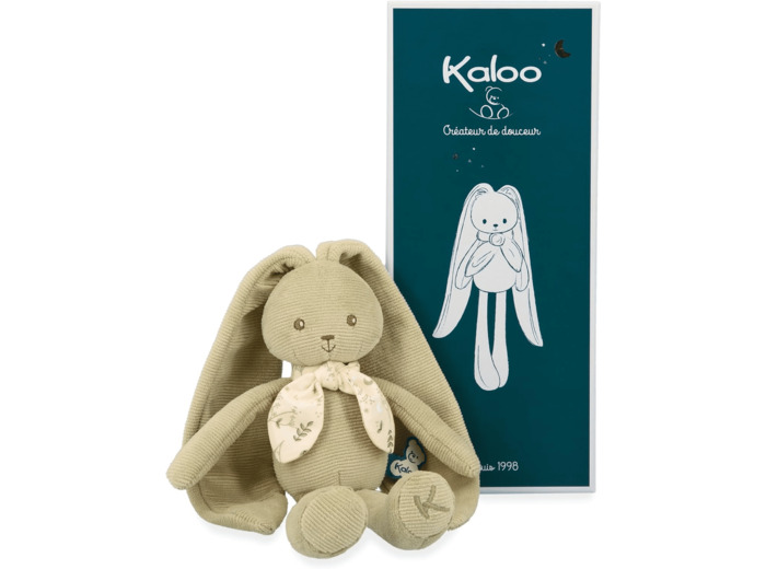 Kaloo  Pantin Lapin Vert - Petite Peluche Bébé en Velours Côtelé