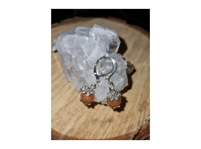 Boucles d'oreilles aventurine orange, fait main