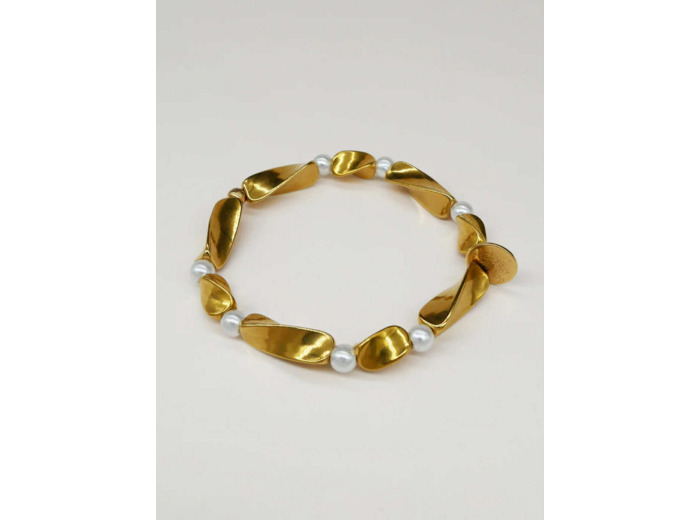 Bichou perles dorées et nacrées torsades