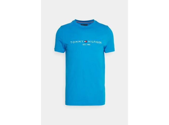 T-Shirt logo poitrine Tommy Hilfiger bleu coton bio