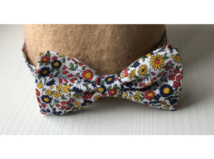 Nœud Papillon en Coton avec Motif Fleuri
