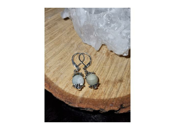 Boucles d'oreilles dormeuses amazonite, fait main