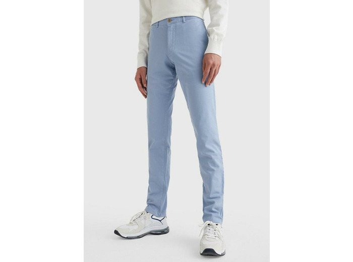 Pantalon chino slim Tommy Hilfiger bleu clair en coton bio stretch