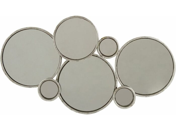 J-Line Miroir 6 Ronds Metal Argent