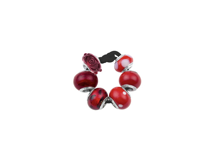 Lot de 6 perles Murano rouges Amore & Baci