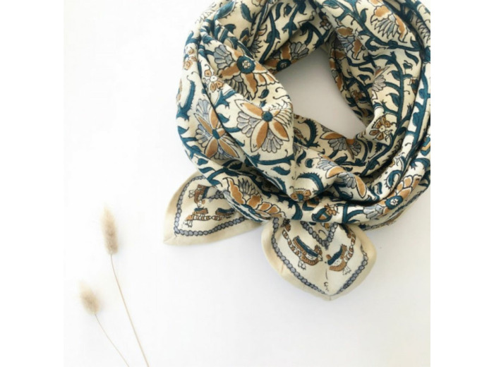 BIG FOULARD LATIKA BIRD SABLE