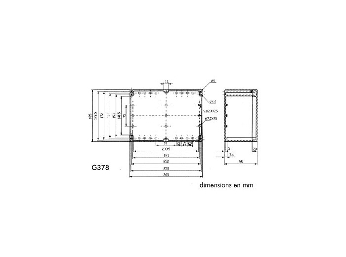 COFFRET ETANCHE EN ABS - GRIS FONCE 265 x 185 x 95mm