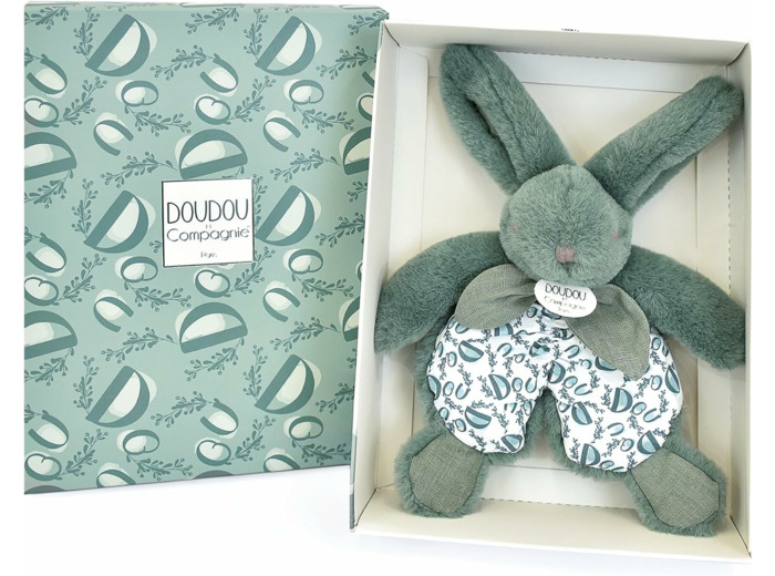 Doudou et Compagnie - LAPIN DOUDOU - Peluche Doudou Lapin - Vert Sauge - 18 cm - Pour Enfants Filles et Garçons dès la Naissance - Boîte Cadeau Incluse pour Offrir - Garantie Doudou Perdu - DC4191