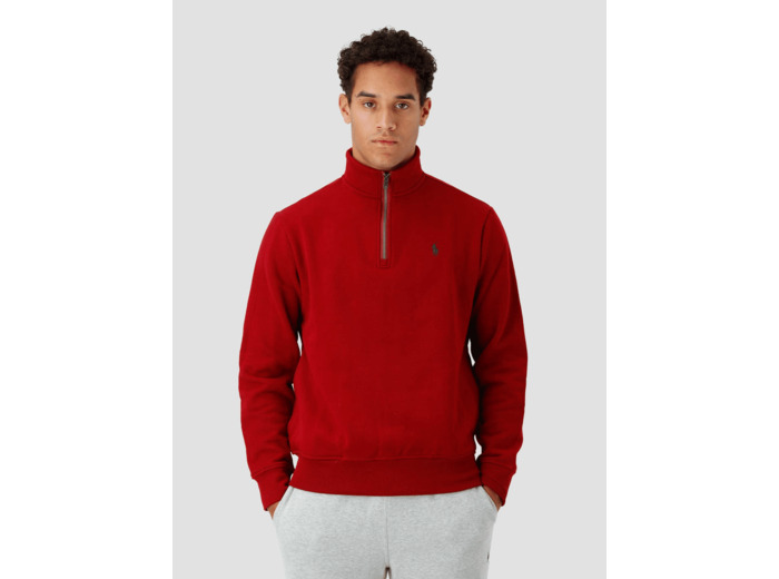 Sweat demi zip Ralph Lauren rouge en coton