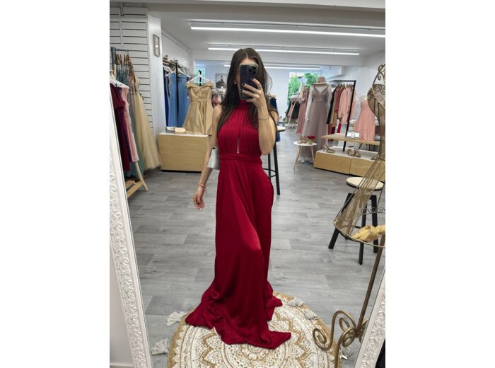 Robe de soirée satiné bordeaux