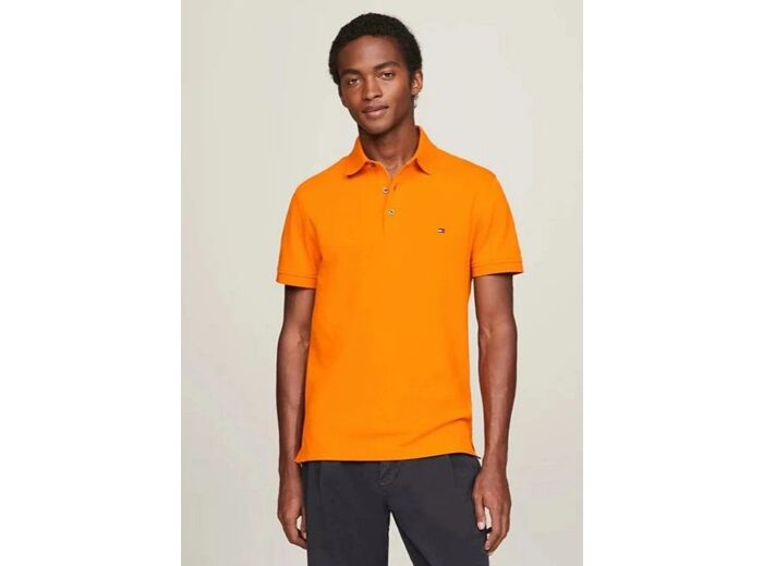 Polo Tommy Hilfiger ajusté orange en coton bio