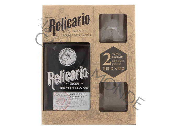 Rhum République Dominicaine Relicario Coffret 2 Verres 40° 70cl