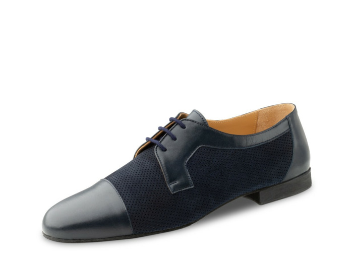Trevisio 28049 - Chaussures de danse laçage 3 trous en cuir noir ou daim bleu pour homme - Werner Kern